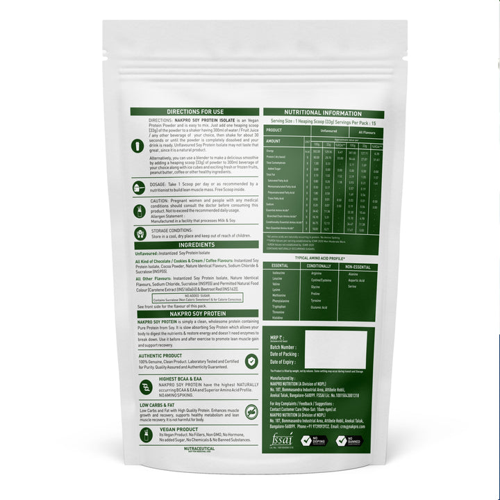 Nakpro Vegan Platinum Soy Protein Isolate (Unflavoured)