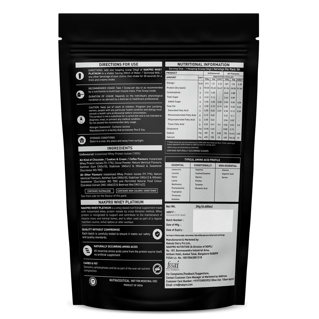 Nakpro Platinum Raw Whey Protein Isolate | 90g Protein | Clean Unflavored Whey Protein | Trustified Certified