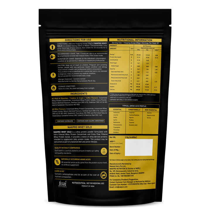 Nakpro Whey Gold Whey Protein Blend | 73g Protein | Whey Isolate & Concentrate Blend