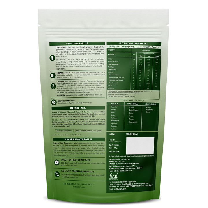 Nakpro Plant Protein Powder | 70g Protein | Pea & Brown Rice Protein Blend | Trustified Certified