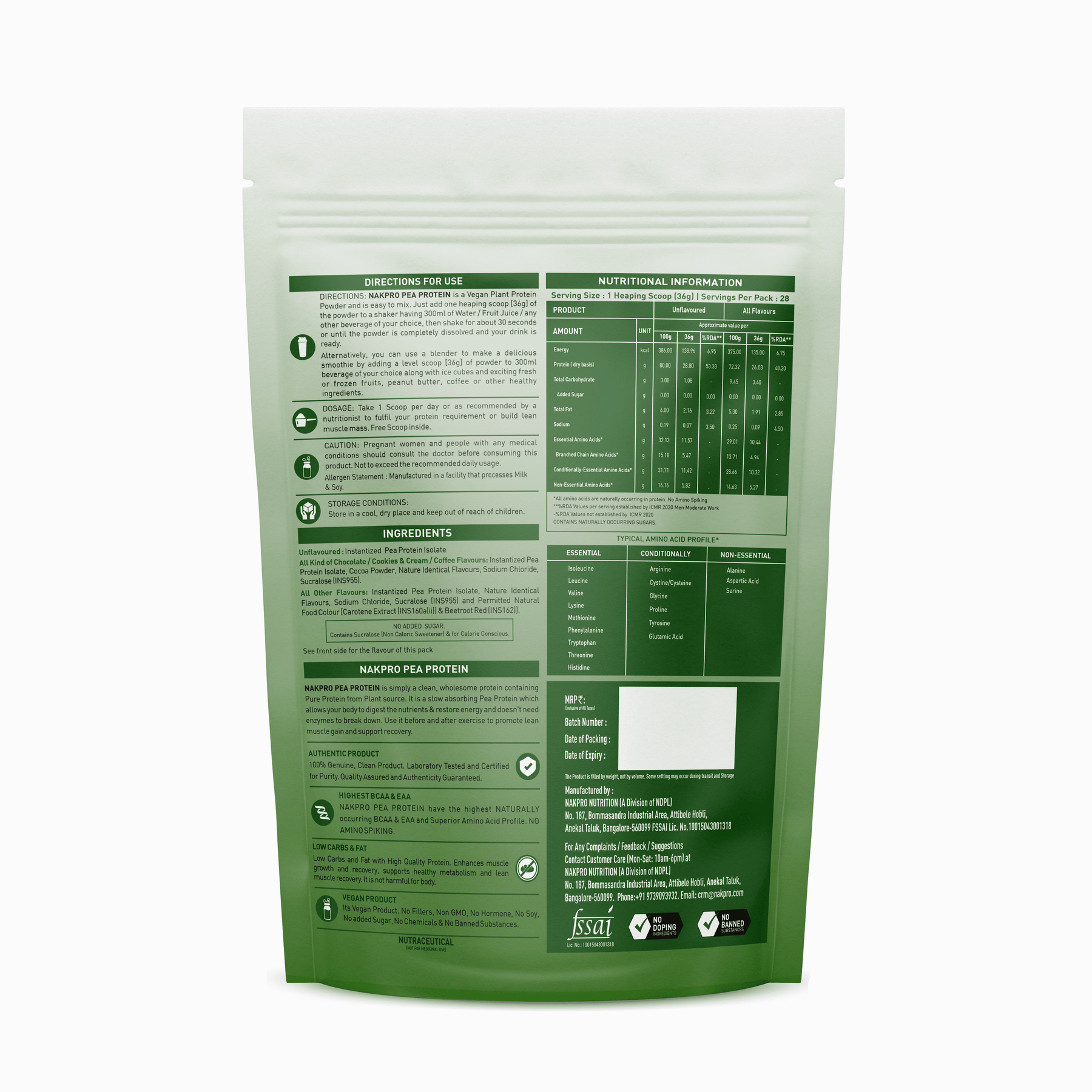 NAKPRO PEA PROTEIN ISOLATE NAKPRO NUTRITION