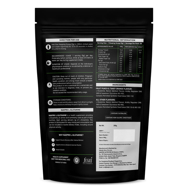 Nakpro L-Glutamine | Amino Acid for Muscle Recovery & Growth