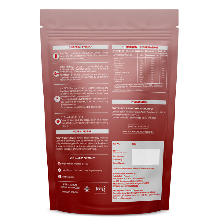 Nakpro Caffeine Pre-Workout Supplement | Support alertness and mental focus
