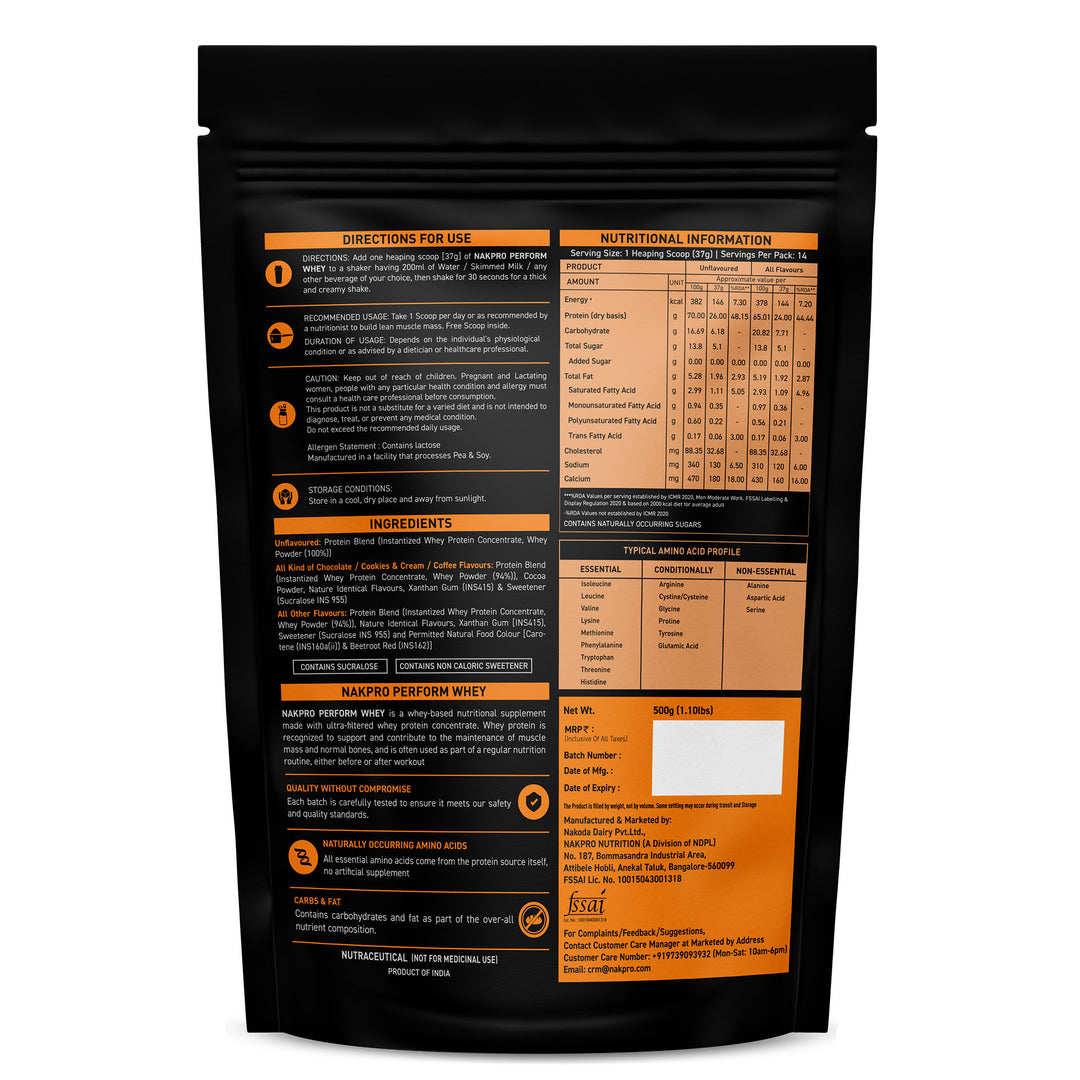 Nakpro Perform Whey Protein Concentrate | 65g Protein | Trustified Certified