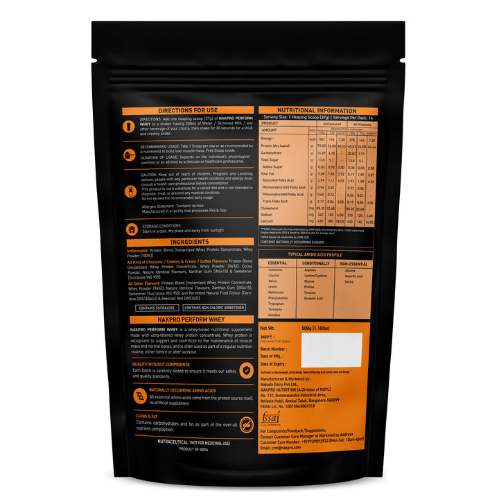Nakpro Perform Whey Protein Concentrate | 65g Protein | Trustified Certified