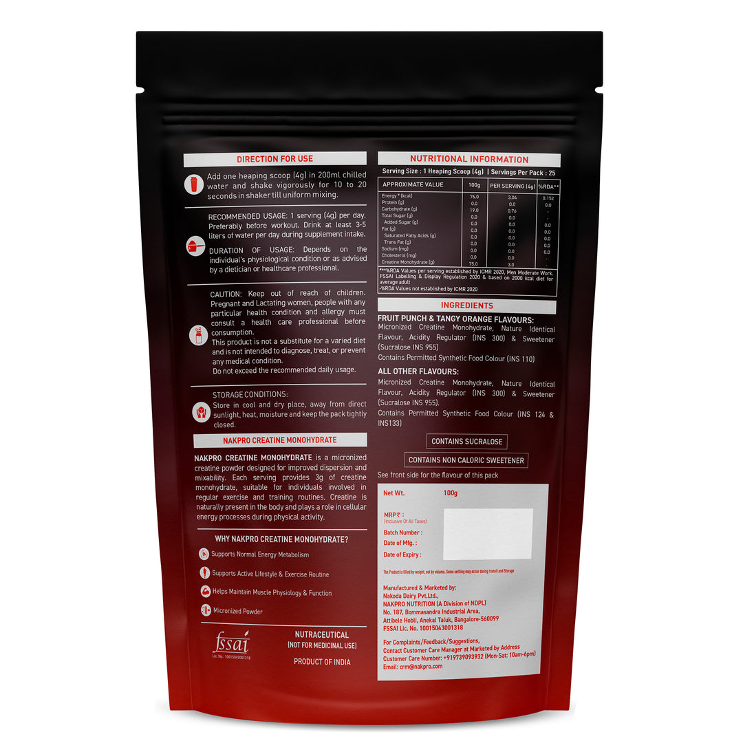 Nakpro Micronized Creatine Monohydrate | Increases Strength & Supports Lean Muscle | Trustified Certified