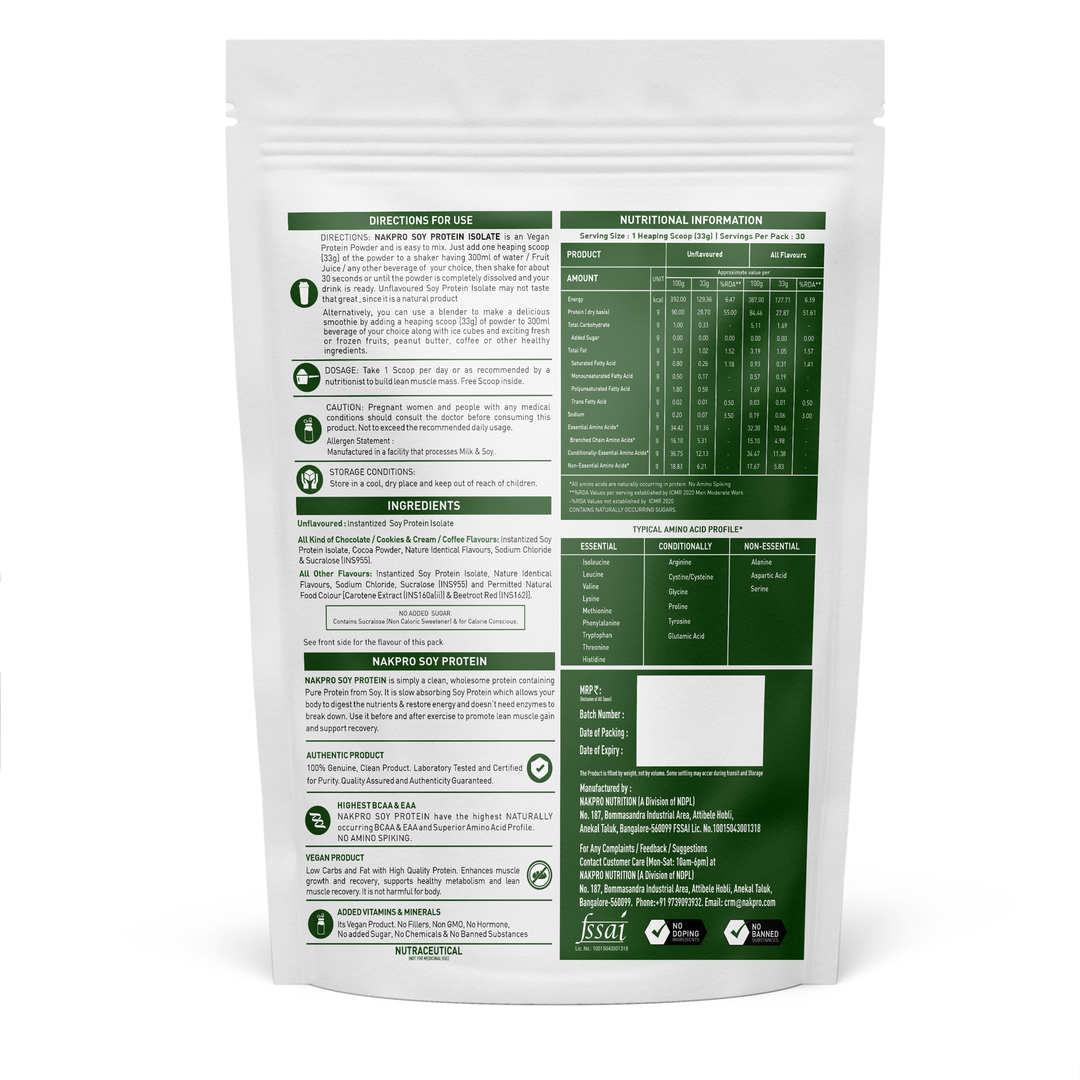 Nakpro Vegan Platinum Soy Protein Isolate (Unflavoured)