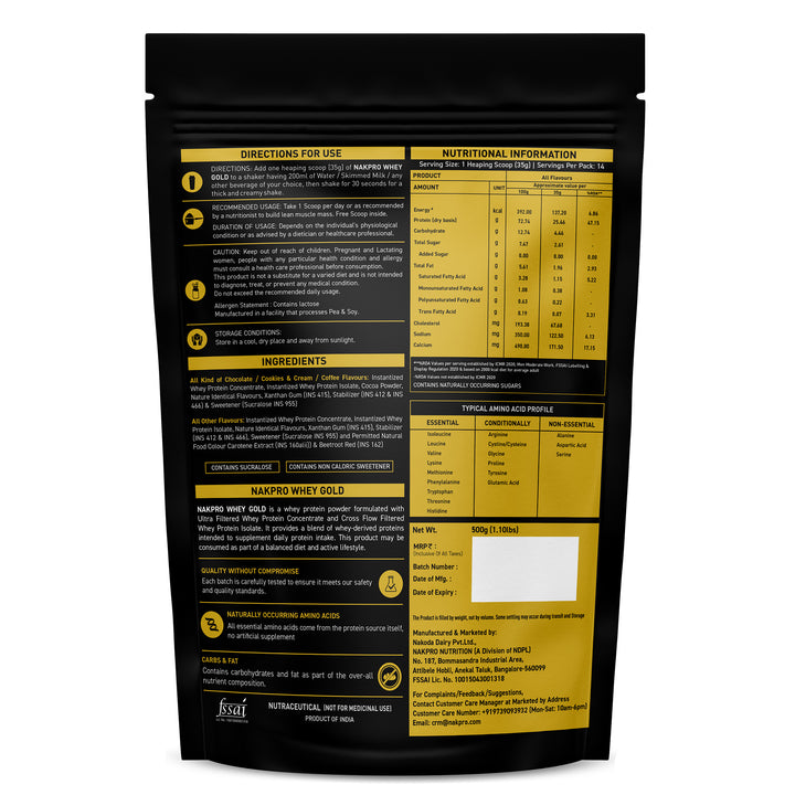 Nakpro Whey Gold Whey Protein Blend | 73g Protein | Whey Isolate & Concentrate Blend