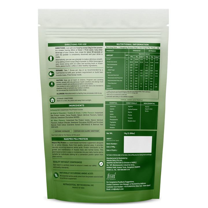 Nakpro Pea Protein Isolate | 72g Protein | Plant-Based Protein Powder