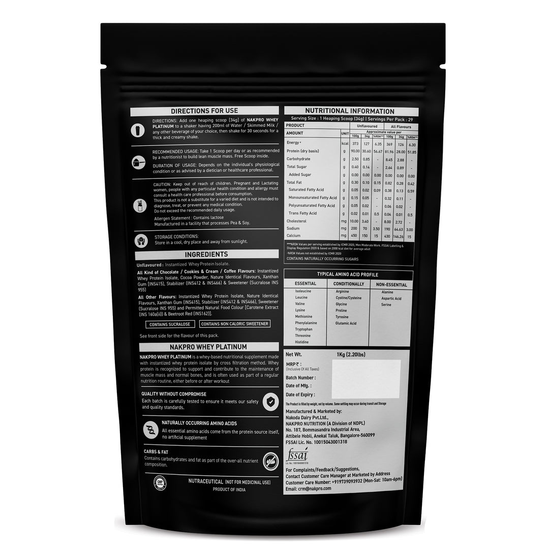 Nakpro Platinum 100% Whey Protein Isolate | 82g Protein | Trustified Certified