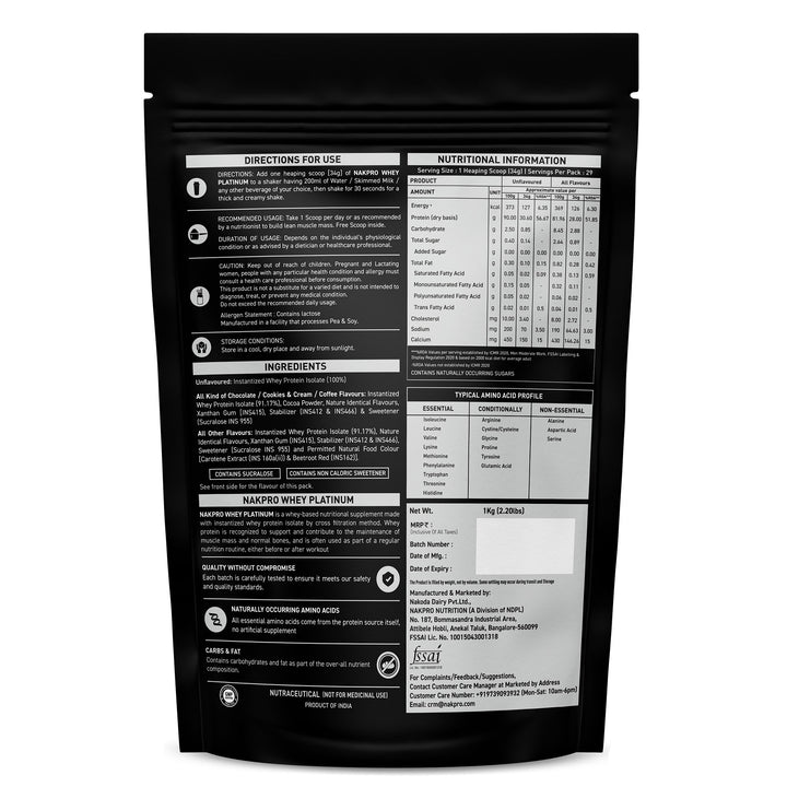 Nakpro Platinum Raw Whey Protein Isolate | 90g Protein | Clean Unflavored Whey Protein | Trustified Certified