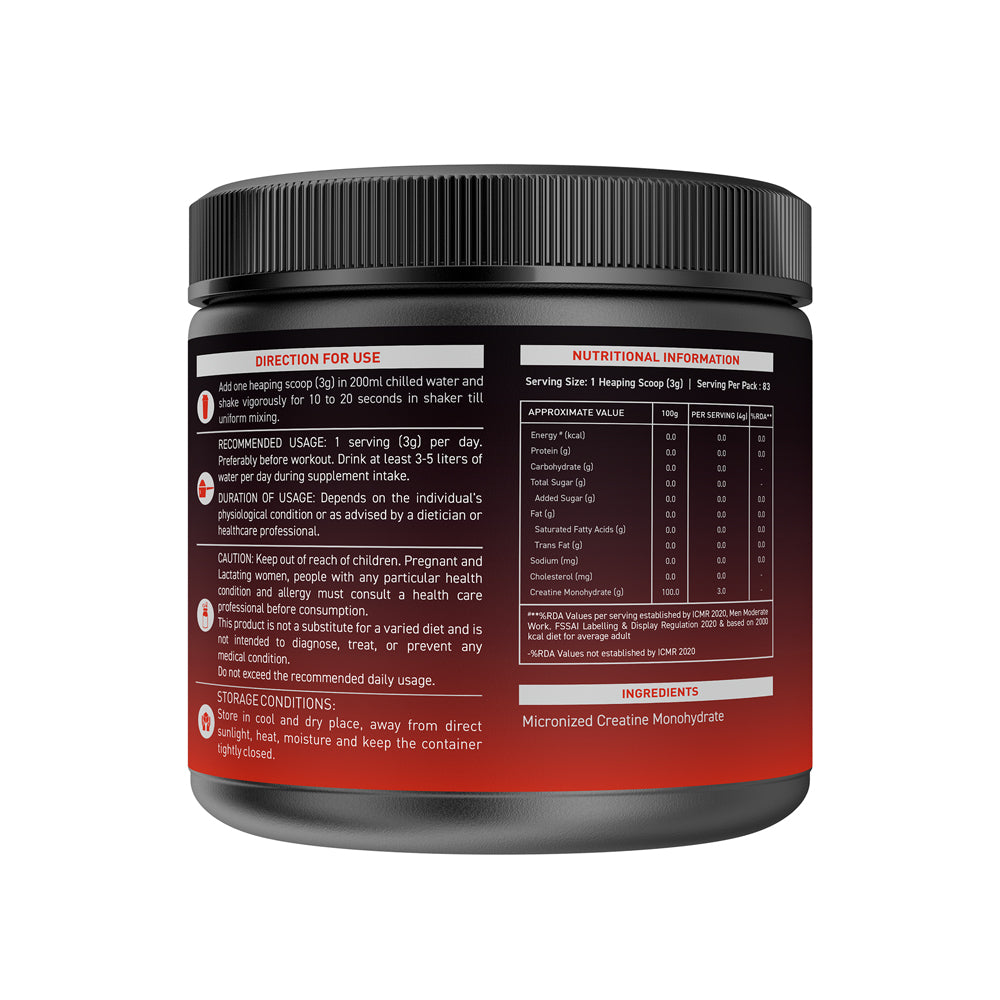 Nakpro Micronized Creatine Monohydrate | Maintenance and Support muscle | Trustified Certified