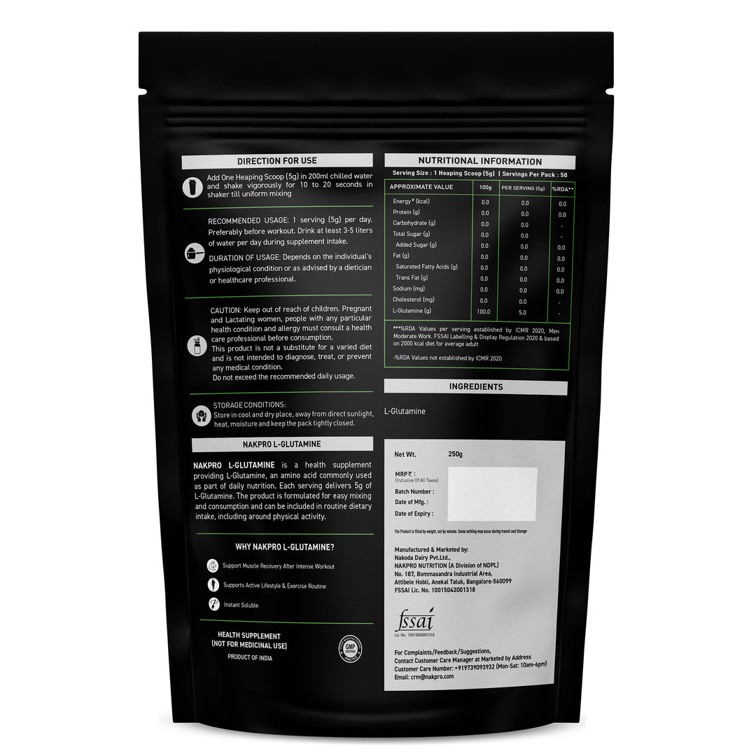 Nakpro L-Glutamine | Amino Acid for Muscle Recovery & Growth