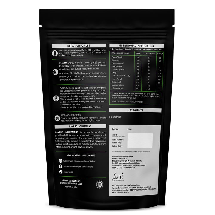 Nakpro L-Glutamine | Amino Acid for Muscle Recovery & Growth