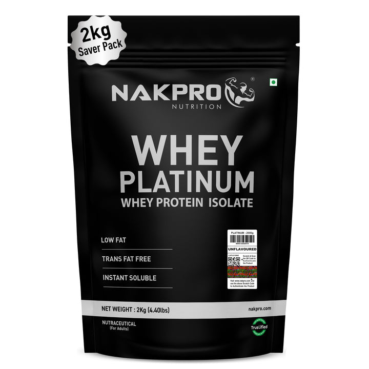 Nakpro Platinum Raw Whey Protein Isolate | 90g Protein | Clean Unflavored Whey Protein | Trustified Certified