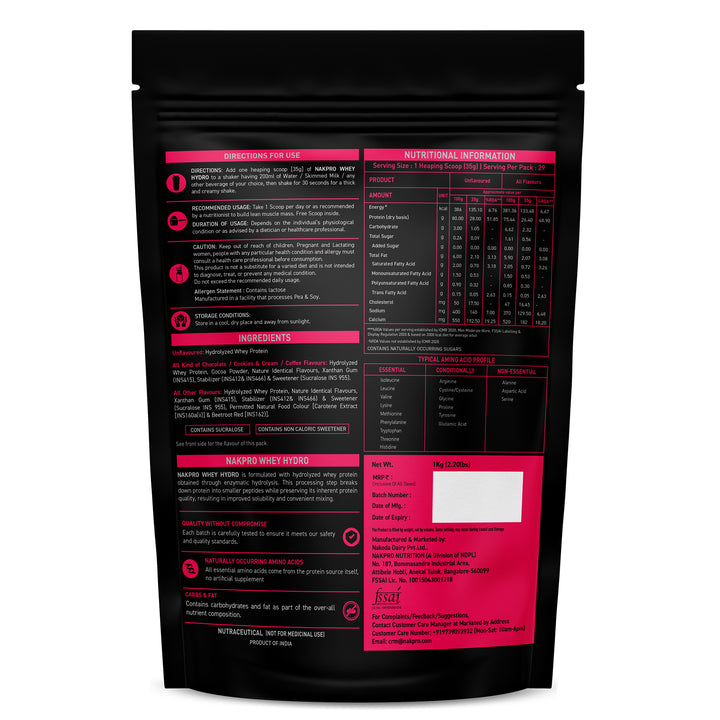 Nakpro Whey Hydro Whey Protein Hydrolysate | 75g Protein | Premium Whey Protein