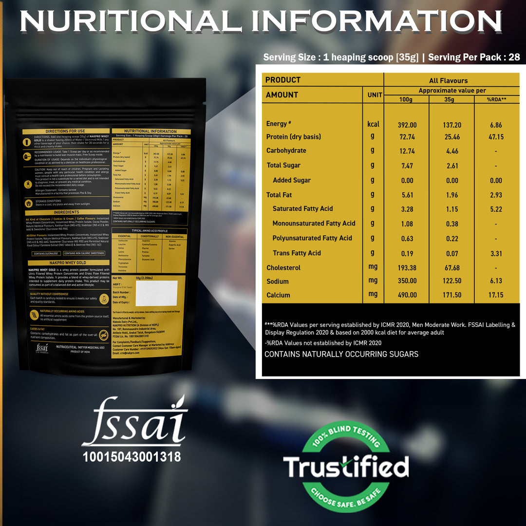 Nakpro Whey Gold Whey Protein Blend | 73g Protein | Whey Isolate & Concentrate Blend