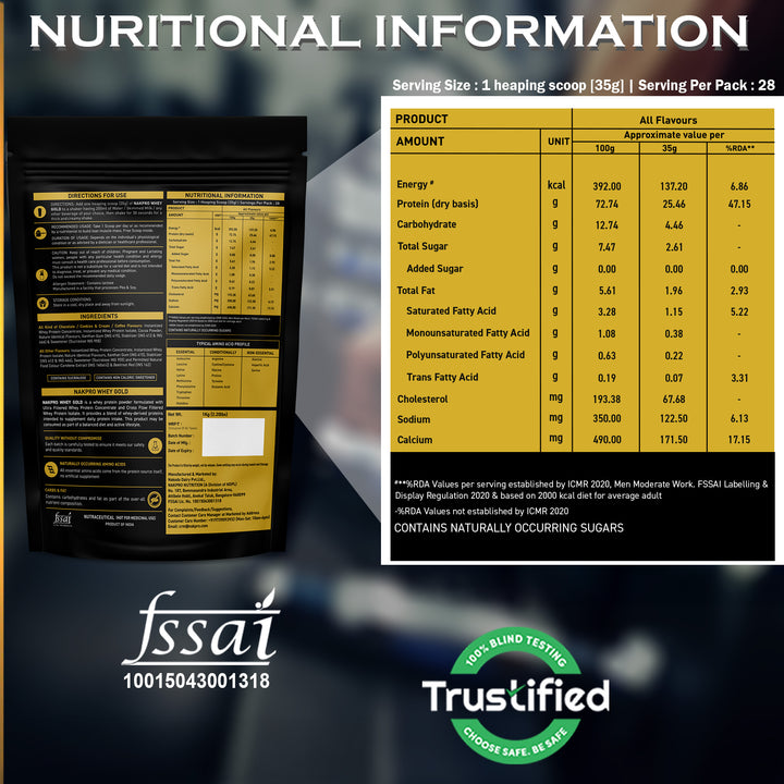 Nakpro Whey Gold Whey Protein Blend | 73g Protein | Whey Isolate & Concentrate Blend