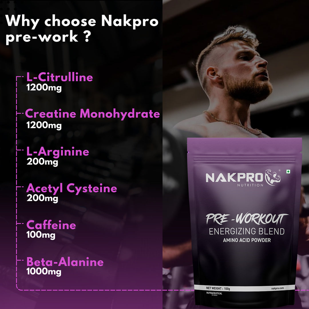 Nakpro Pre-Workout Supplement | Supports Energy, Focus & Performance