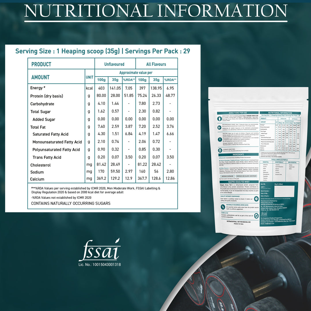 Nakpro Grass Fed Raw Whey Protein Concentrate | 80g Protein | Clean Unflavored Whey Protein