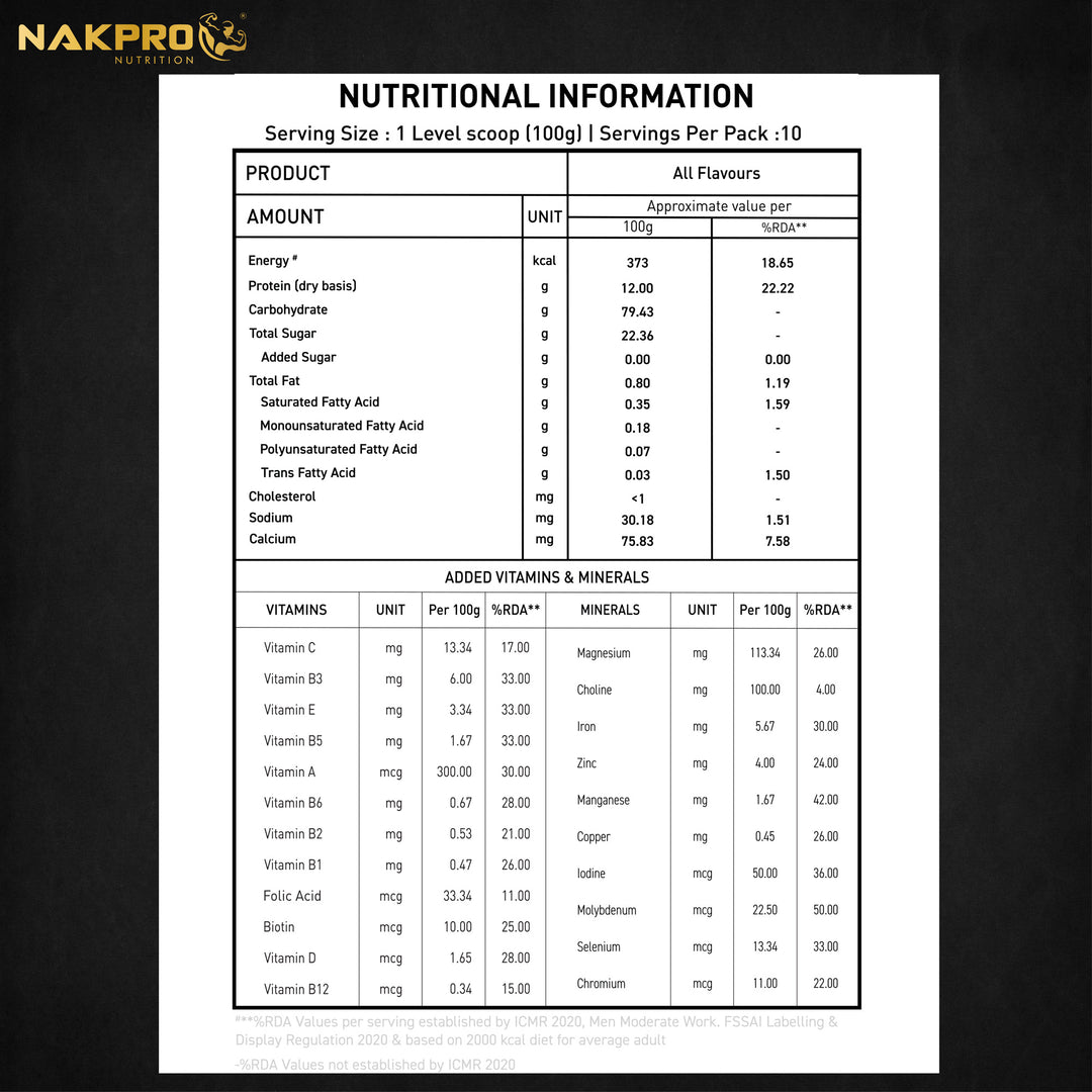 Nakpro Gold Weight Gainer | 79g Carbs | Added Vitamins & Minerals