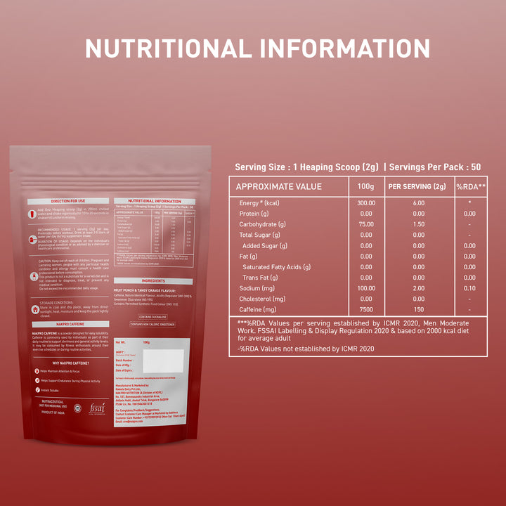 Nakpro Caffeine Pre-Workout Supplement | Support alertness and mental focus