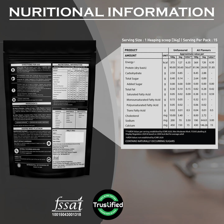 Nakpro Platinum 100% Whey Protein Isolate | 82g Protein | Trustified Certified