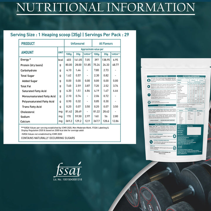 Nakpro Grass Fed Raw Whey Protein Concentrate | 80g Protein | Clean Unflavored Whey Protein