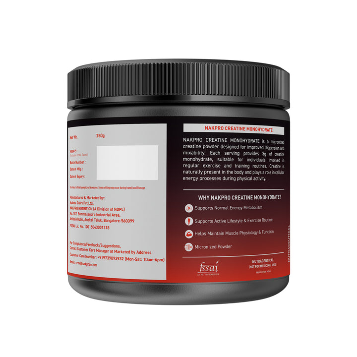 Nakpro Micronized Creatine Monohydrate | Maintenance and Support muscle | Trustified Certified