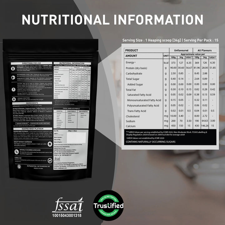 Nakpro Platinum 100% Whey Protein Isolate | 82g Protein | Trustified Certified