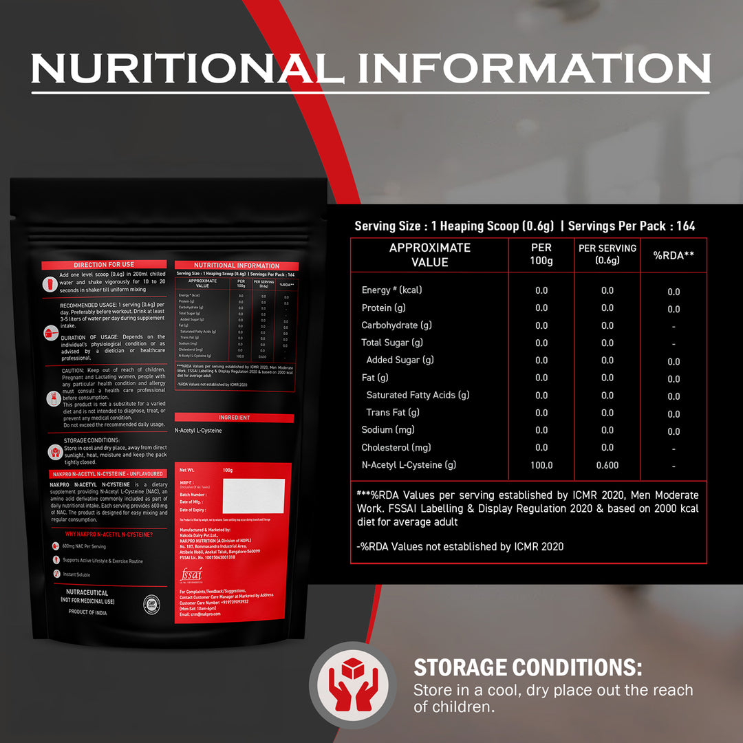 Nakpro N-Acetyl L-Cysteine Powder | Amino Acid Supplement
