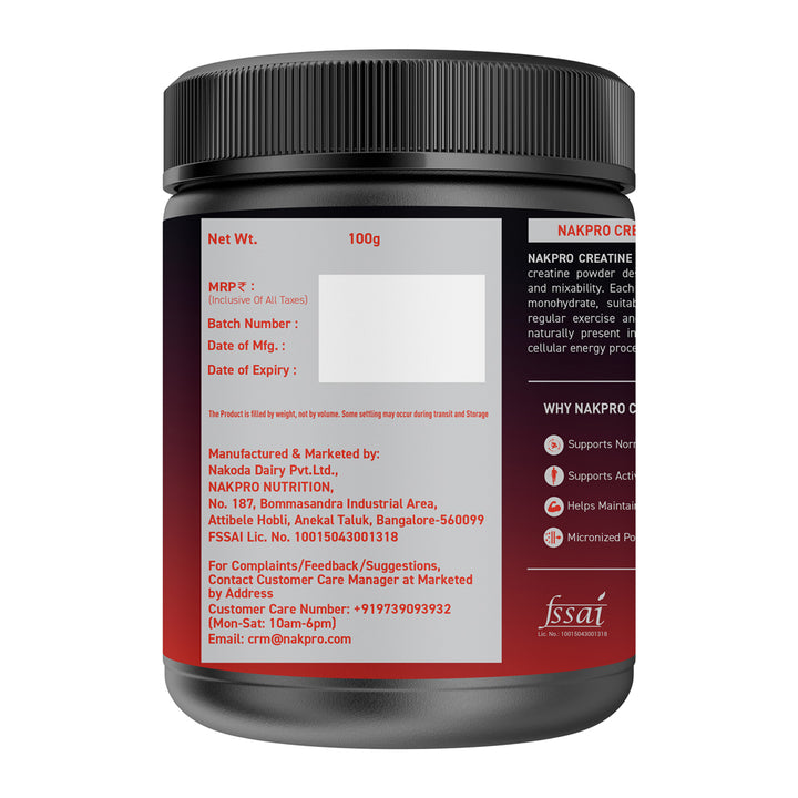 Nakpro Micronized Creatine Monohydrate | Maintenance and Support muscle | Trustified Certified