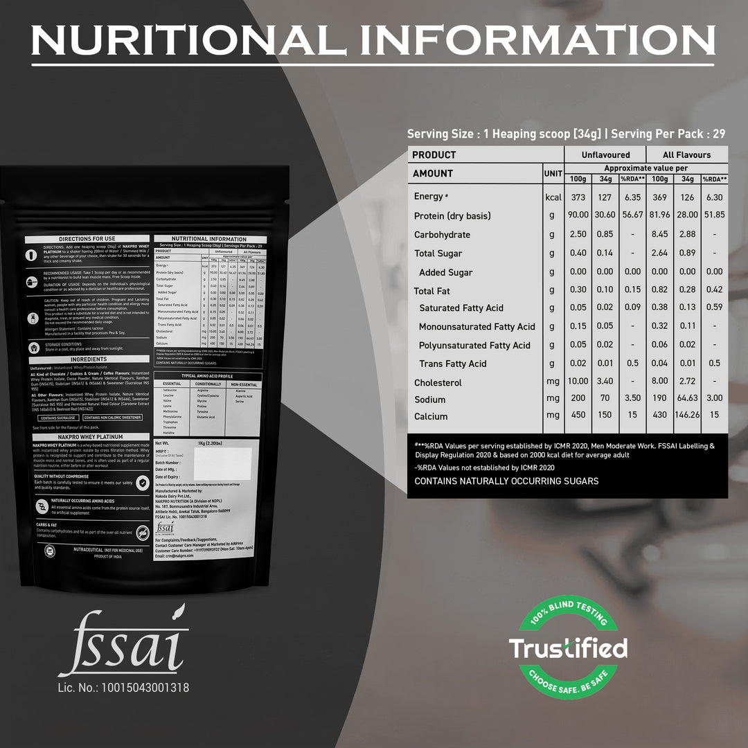 Nakpro Platinum 100% Whey Protein Isolate | 82g Protein | Trustified Certified