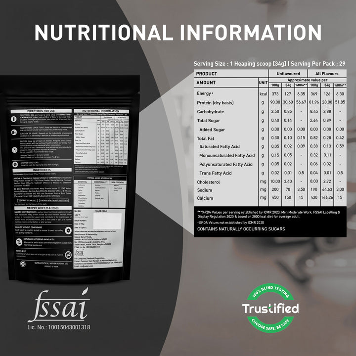Nakpro Platinum Raw Whey Protein Isolate | 90g Protein | Clean Unflavored Whey Protein | Trustified Certified