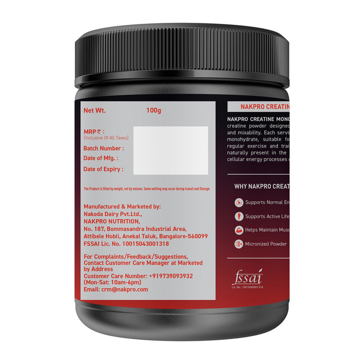 Nakpro Micronized Creatine Monohydrate | Maintenance and Support muscle | Trustified Certified