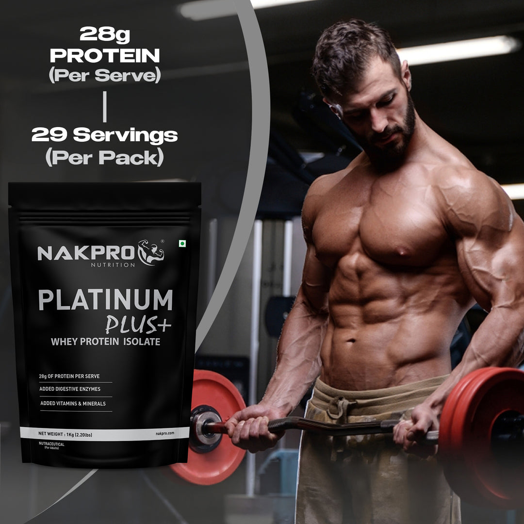 Nakpro Platinum Plus+ Whey Protein Isolate | 82g Protein | Added Digestive Enzymes, Vitamins & Minerals