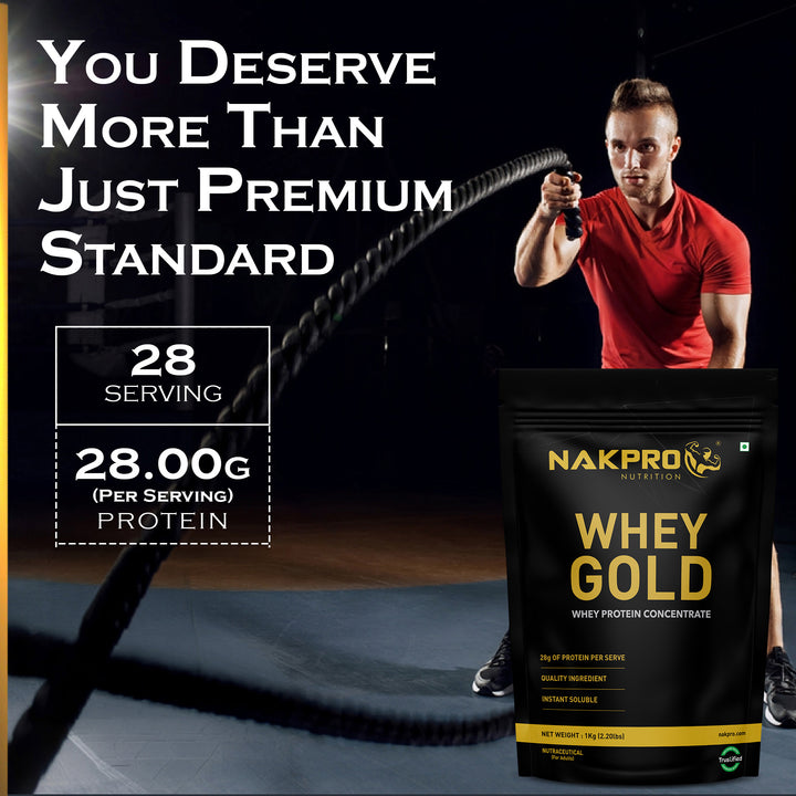 Nakpro Whey Gold Protein Concentrate | 80g Protein | Clean Unflavored Whey Protein | Trustified Certified
