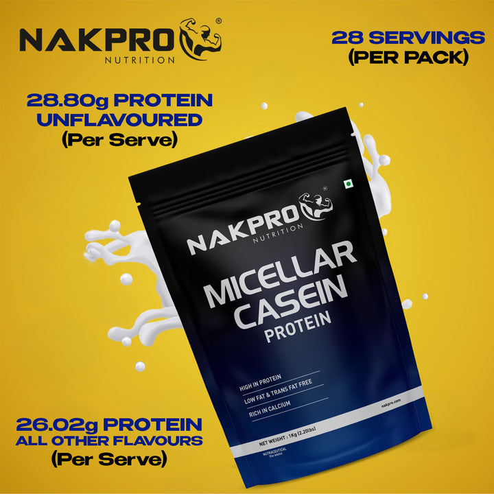 Nakpro Micellar Casein Protein Powder | 80g Protein | Slow Release Protein