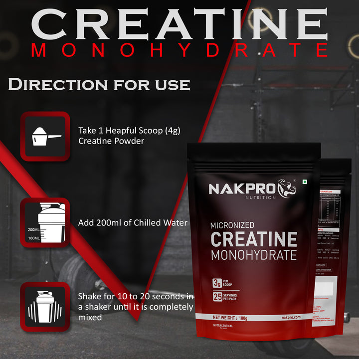 Nakpro Micronized Creatine Monohydrate | Increases Strength & Supports Lean Muscle | Trustified Certified