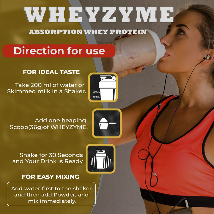 Nakpro Wheyzyme Absorption Whey Protein (Isolate & Concentrate) | 73g Protein | Added Probiotics | Trustified Certified