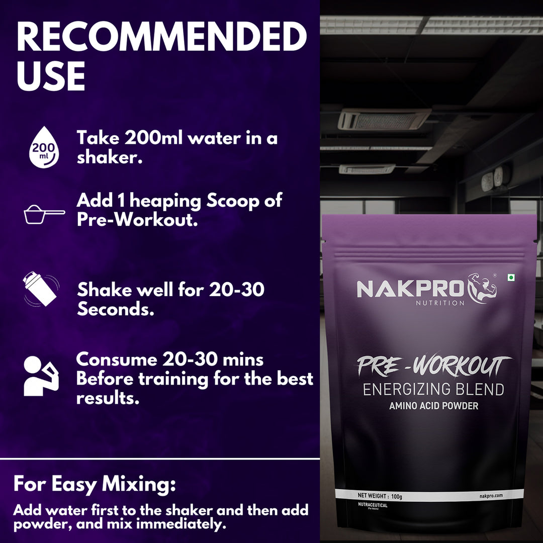 Nakpro Pre-Workout Supplement | Supports Energy, Focus & Performance
