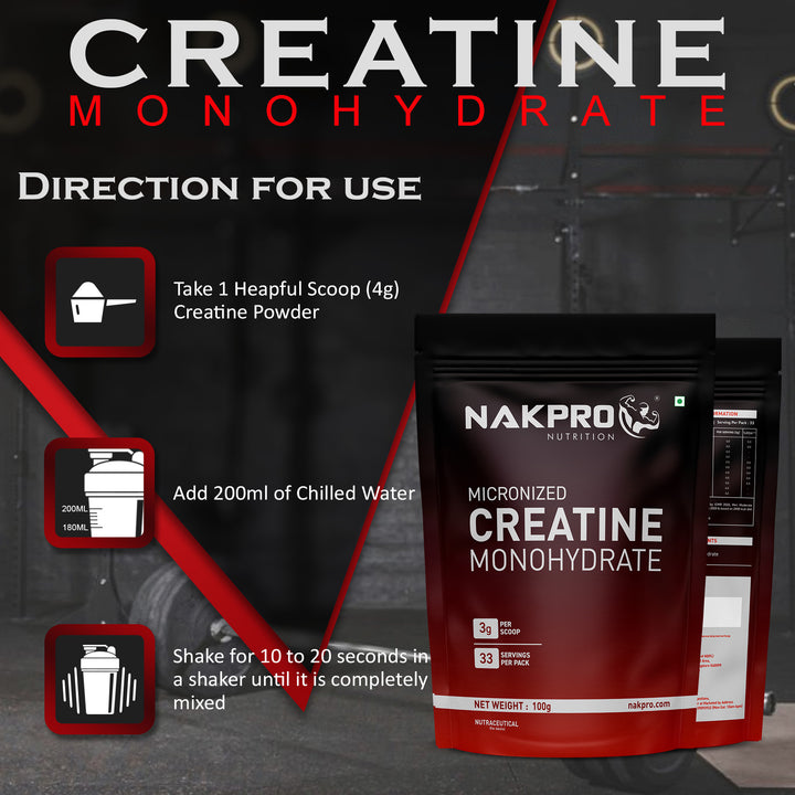 Nakpro Micronized Creatine Monohydrate | Maintenance and Support muscle | Trustified Certified