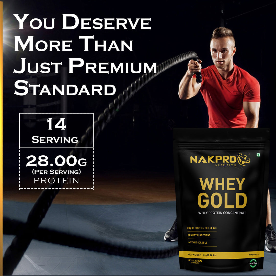 Nakpro Whey Gold Protein Concentrate | 80g Protein | Clean Unflavored Whey Protein | Trustified Certified
