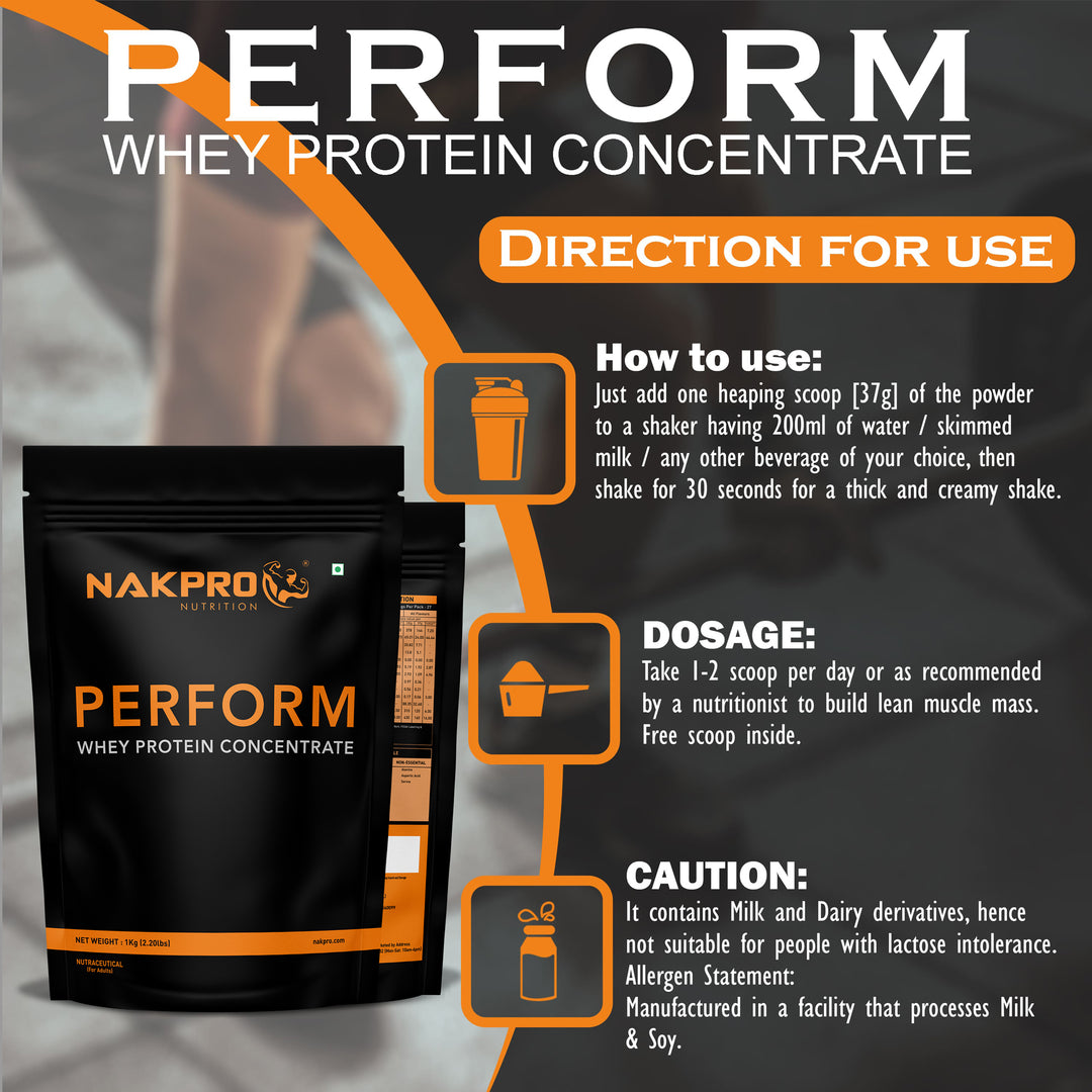 Nakpro Perform Whey Protein Concentrate | 65g Protein | Trustified Certified
