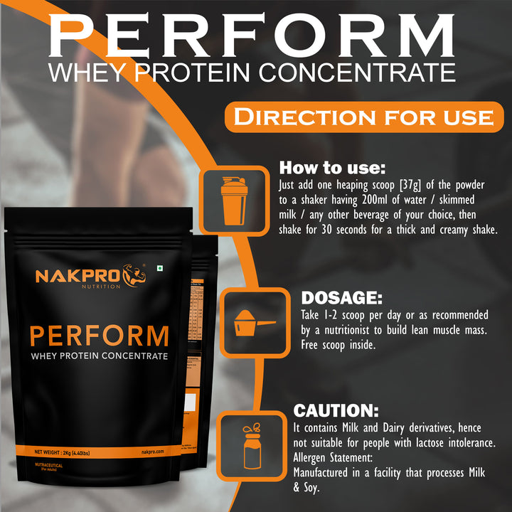 Nakpro Perform Whey Protein Concentrate | 65g Protein | Trustified Certified