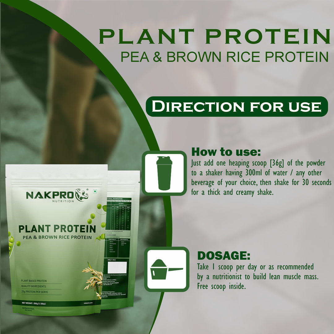 Nakpro Plant Protein Powder | 70g Protein | Pea & Brown Rice Protein Blend | Trustified Certified