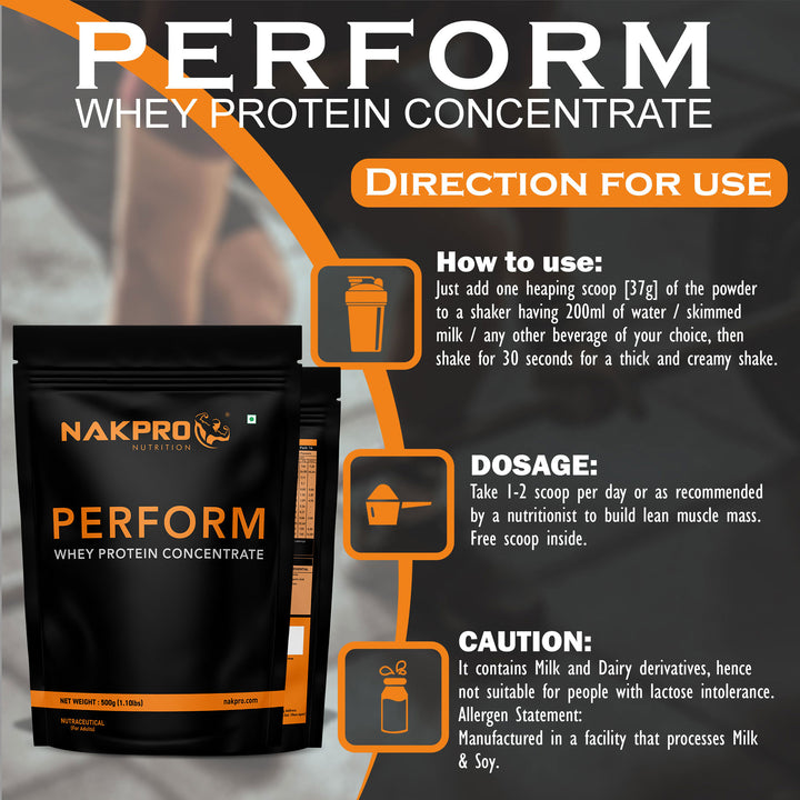 Nakpro Perform Whey Protein Concentrate | 65g Protein | Trustified Certified