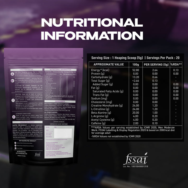 Nakpro Pre-Workout Supplement | Supports Energy, Focus & Performance