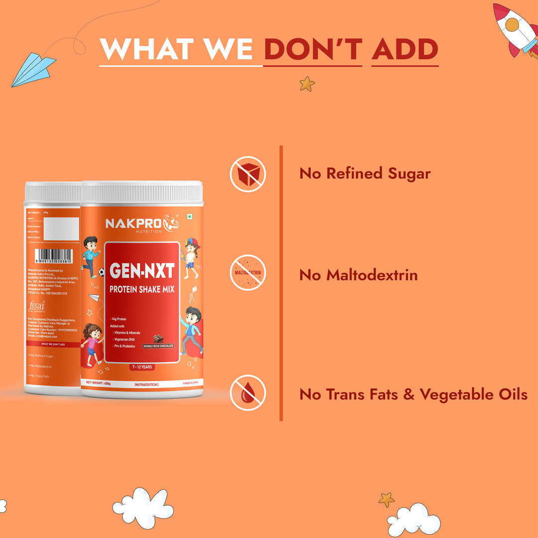 NAKPRO GEN-NXT Protein Shake Mix | 14g Protein, DHA, Vitamins & Minerals