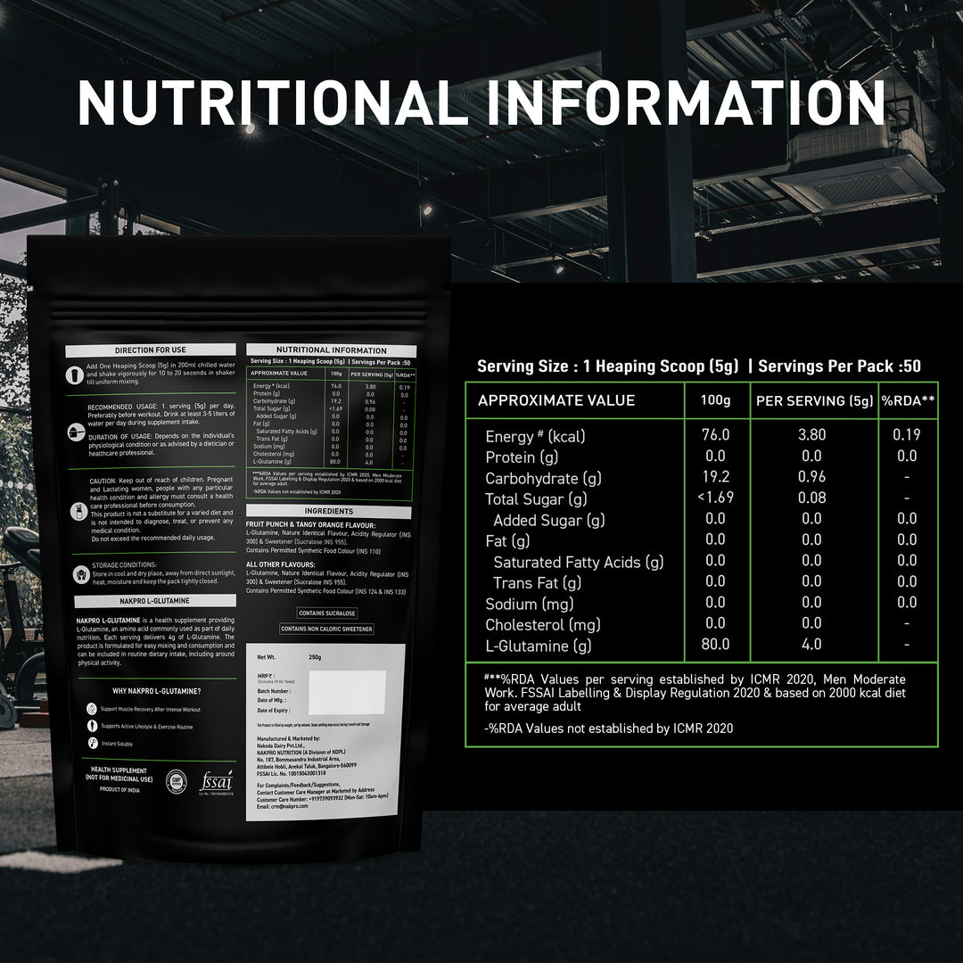 Nakpro L-Glutamine | Amino Acid for Muscle Recovery & Growth